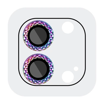 Защитное стекло Epik Metal Shine на камеру (в упак.) для Apple iPhone 12 / 12 mini / 11 Сиреневый / Rainbow