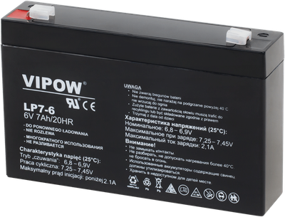 Akumulator żelowy Vipow 6V 7Ah (BAT0207)