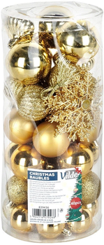 Набір ялинкових кульок Vilde 839436 ударостійкі 4 / 5 / 6 / 10 см 40 шт (5904316479268)