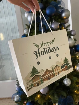 Пакет подарочный 250х300х120 мм, с веревочными ручками, Happy holiday