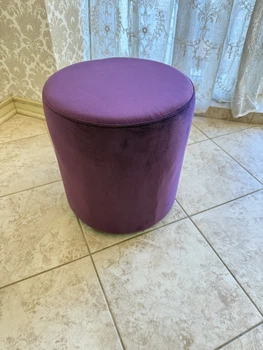 Круглый пуфик из велюра 38*42 см фиолетовый, стильный пуф без ножек круглый в коридор, спальню