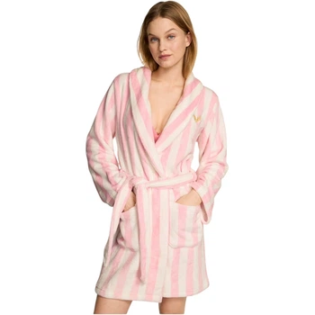 Плюшевый халат Victoria’s Secret Short Cozy Robe Pink Stripe XS/S Розовый в полоску