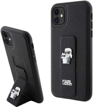 Панель Karl Lagerfeld Gripstand Saffiano Karl&Choupette Pin для Apple iPhone 11/Xr Black (KLHCN61GSAKCPK)