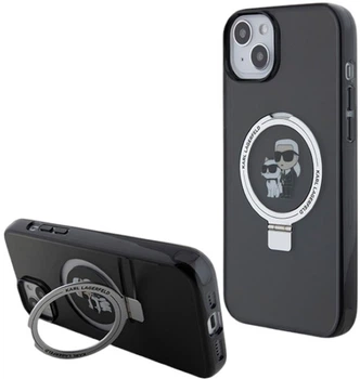 Панель Karl Lagerfeld Ring Stand Karl&Choupettte MagSafe для Apple iPhone 15 Plus/14 Plus Black (KLHMP15MHMRSKCK)