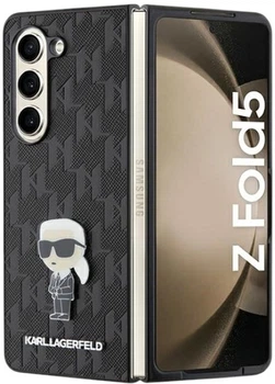 Etui Karl Lagerfeld Saffiano Monogram Ikonik Pin do Samsung Galaxy Z Fold 5 Black (KLHCZFD5SAPKINPK)