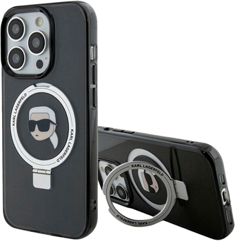 Etui Karl Lagerfeld Ring Stand Karl Head MagSafe do Apple iPhone 15 Pro Max Black (KLHMP15XHMRSKHK)