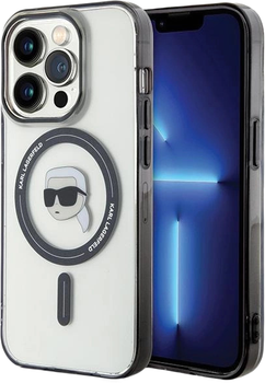 Etui Karl Lagerfeld IML Karl Head MagSafe do Apple iPhone 15 Pro Transparent (KLHMP15LHKHNOTK)