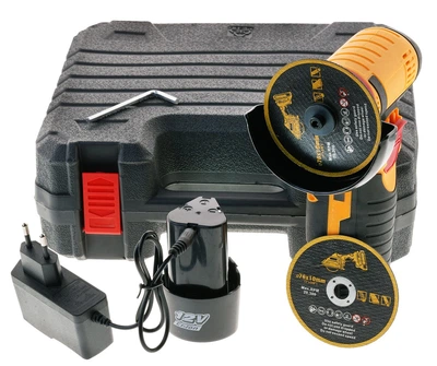 Болгарка аккумуляторная 12V 1300mAh Li-on 2 АКБ (plastik box), ins695