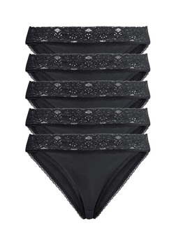 Трусики-слип набор 5 шт. хлопковые кружевные для женщины Esmara LYCRA® 392373 L Черный