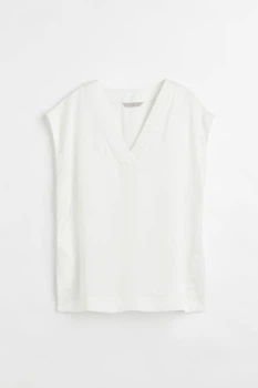 Блузка атласная с боковыми разрезами для женщины H&M 1066710-001 XS Белый