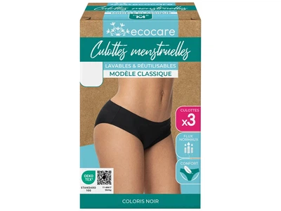 Трусики-слип набор 3шт. менструальные для женщины Ecocare LYCRA® 10020823-н XL Черный