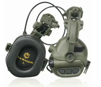 Активные тактические наушники EARMOR M32H (Олива) с креплением “Чебурашка”