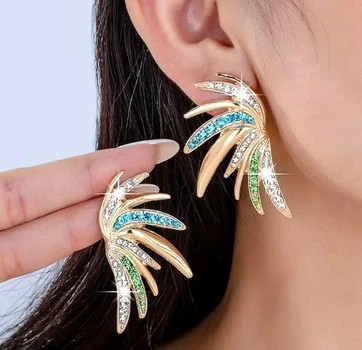 Сережки женские Цветные крылья в камушках-стразах Многоцветные
