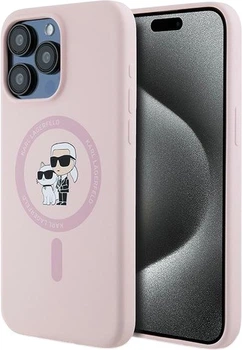 Панель Karl Lagerfeld Silicone Karl & Choupette Ring MagSafe для iPhone 15 Pro Pink (3666339254483)