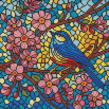 Набір алмазної мозаїки Ideyka Вітраж Синиця 30 х 30 см (4823104387626)