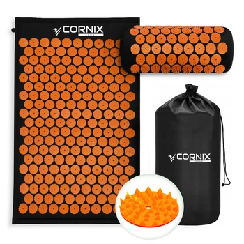 Коврик акупунктурный с валиком Cornix Classic Mat Аппликатор Кузнецова XR-0111 Black/Orange