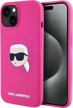 Панель Karl Lagerfeld Silicone Karl Head Print MagSafe для Apple iPhone 15 Fuchsia (3666339256982)