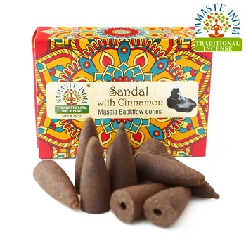 Ароматичні конуси Сандал з корицею Рідкий Дим Namaste India Back Flow cones Sandal cinnamon 10 штук