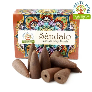 Ароматические конусы Сандал Жидкий Дым Namaste India Back Flow cones Sandalwood 10 конусов Аромат спокойствия