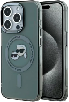 Панель Karl Lagerfeld IML Metal Karl&Choupette Head MagSafe do Apple iPhone 15 Pro Black (KLHMP15LHLSKCK)