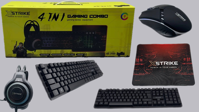 Игровой комплект XSTRIKE XS-2030 4 в 1 клавиатура, мышь, наушники и коврик для геймера RGB USB