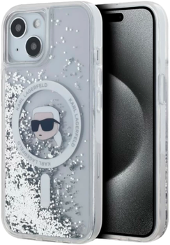 Панель Karl Lagerfeld Liquid Glitter Karl Head Magsafe do Apple iPhone 15/14/13 Transparent (KLHMP15SLGKISGH)