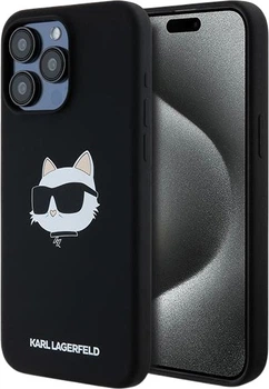 Etui plecki Karl Lagerfeld Silicone Choupette Head MagSafe do Apple iPhone 15 Pro Black (3666339257286)