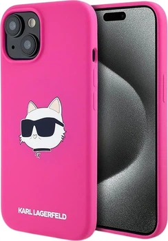 Etui plecki Karl Lagerfeld Silicone Choupette Head MagSafe do Apple iPhone 15 Plus / 14 Plus Fuchsia (3666339257415)