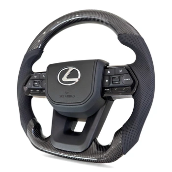 Анатомический руль для Lexus LX470, GX470. Карбон. Логотип – хром. В сборе.