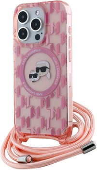 Etui Karl Lagerfeld IML Crossbody Monogram Karl & Choupette Head MagSafe do Apple iPhone 15 Pro Max Pink (KLHMP15XHCKCKLCP)