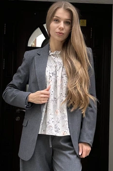 Жіночий подовжений жакет з підкладкою LadyLike 48 Сірий (ll2211320191424)