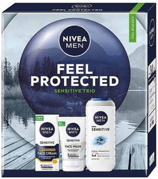 Zestaw kosmetyków pielęgnacyjnych Nivea Men Feel Protected Żel pod prysznic 250 ml + Krem do twarzy SPF 15 75 ml + Żel do mycia twarzy 100 ml (5900017102740)