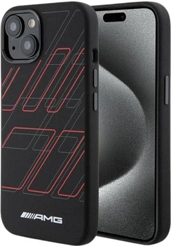 Etui AMG Silicone Large Rhombuses Pattern MagSafe do Apple iPhone 15 Plus/14 Plus Black (AMHMP15M23SSPK)