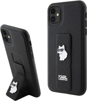 Etui Karl Lagerfeld Gripstand Saffiano Choupette Pin do Apple iPhone 15 Plus/14 Plus Black (KLHCP15MGSACHPK)