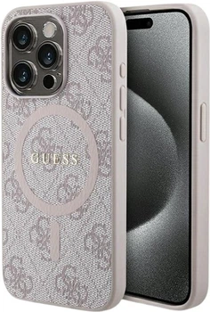 Панель Guess 4G Collection Leather Metal Logo MagSafe для Apple iPhone 15 Pro Max Pink (GUHMP15XG4GFRP)