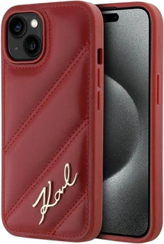 Панель Karl Lagerfeld Diagonal Quilted Script для Apple iPhone 15/14/13 Red (KLHCP15SPQDSMGR)