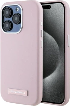 Etui plecki Karl Lagerfeld FW Metal Plate MagSafe do  Apple iPhone 15 Pro Max Pink (3666339255336)