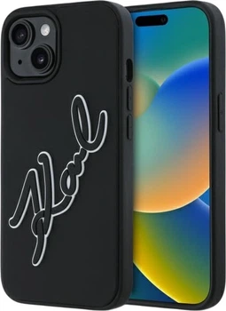 Etui plecki Karl Lagerfeld 3D Rubber Signature do Apple iPhone 15 Black (3666339257545)