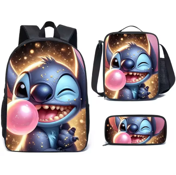 Рюкзак СТИЧ 3в1 чорний-синій з зображенням Stitch 42x30x13 см ПВХ водовідштовхувальний