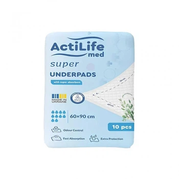 Пеленки для младенцев ActiLife Med Super 60 х 90, 10 шт (4820174981433) (7770)