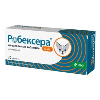 Робексера KRKA противовоспалительные таблетки для собак 5 мг, 1 таблетка
