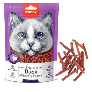 Wanpy Soft Duck Jerky Strips ВАНПИ ФИЛЕ УТКИ ВЯЛЕНОЕ ПОЛОСКИ лакомство для котов, 80 г