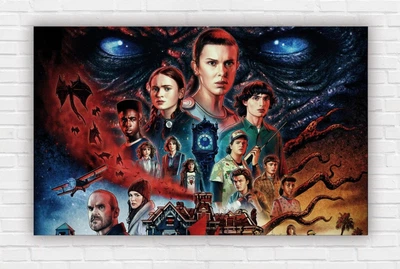 Паперовий плакат "Дивні Дива. Stranger Things. Загадкові події. Герої" розмір 120х75см