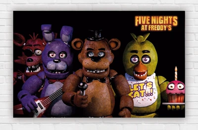 Бумажный плакат "ФНАФ. FNAF. Пять ночей с Фредди. Five Nights at Freddy" размер 120х75см