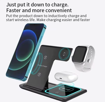 Бездротова зарядка Wireless Charger 3 в 1 (Black)