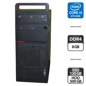 Компьютер Lenovo ThinkCentre M700 Tower / Intel Core i5-6400 (4 ядра по 3.7 - 3.3 GHz) / 8 GB DDR4 / 120 GB SSD + 500 GB HDD / Intel HD Graphics 530 / DVD-ROM / Windows 11 Pro б/у