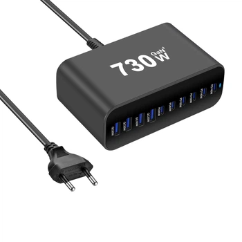 Сетевое зарядное устройство Gan 3 YMS-730W на 10 портов Черный