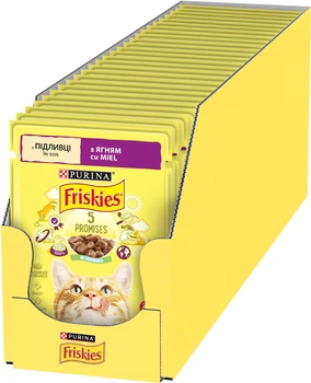 Вологий корм для кішок Purina Friskies з ягнятком у підливі 85 г