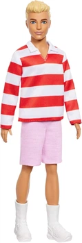 Лялька Кен Барбі Моднік Блондин в поло в біло-червону смужку Barbie Ken Fashionistas Red and White Striped Polo Shirt 241 (HYV01) (HYV01)