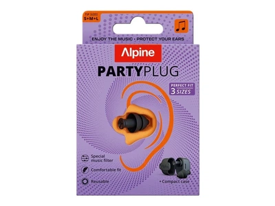 Alpine PartyPlug Black - музыкальные беруши 19 дБ, защита слуха на концертах, фестивалях и вечеринках, 3 размера (S/M/L)